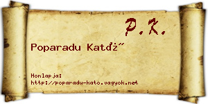 Poparadu Kató névjegykártya